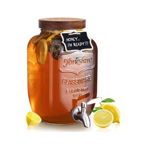 Mustry Glass Drink Dispenser for Parties, 1 Gallon Beverage Dispenser with Spigot Solid Stainless Steel, Used as Lemonade Dispenser Sun Tea Jar Kombucha Jar