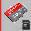 SANDISK 512GB Ultra microSD UHS-I Card - Up to 195MB/s Read Speed, Full HD Video, V10, U1, C10, A3 - SDSQUJQ-512G-GZ6MA