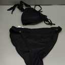 TASHEHE Women's Triangle Ruched Bikini Set Sexy Two Piece Swimsuit Halter Sliding Rings Bathing Suit (Large, 508 / Black)