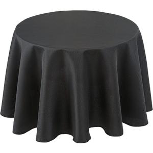 Biscaynebay Textured Fabric Round Tablecloths 60", Black Table Cloth Water Resistant Small Circle Folding Table Covers Linen Washable for Dining, Kitchen, Wedding and Parties etc