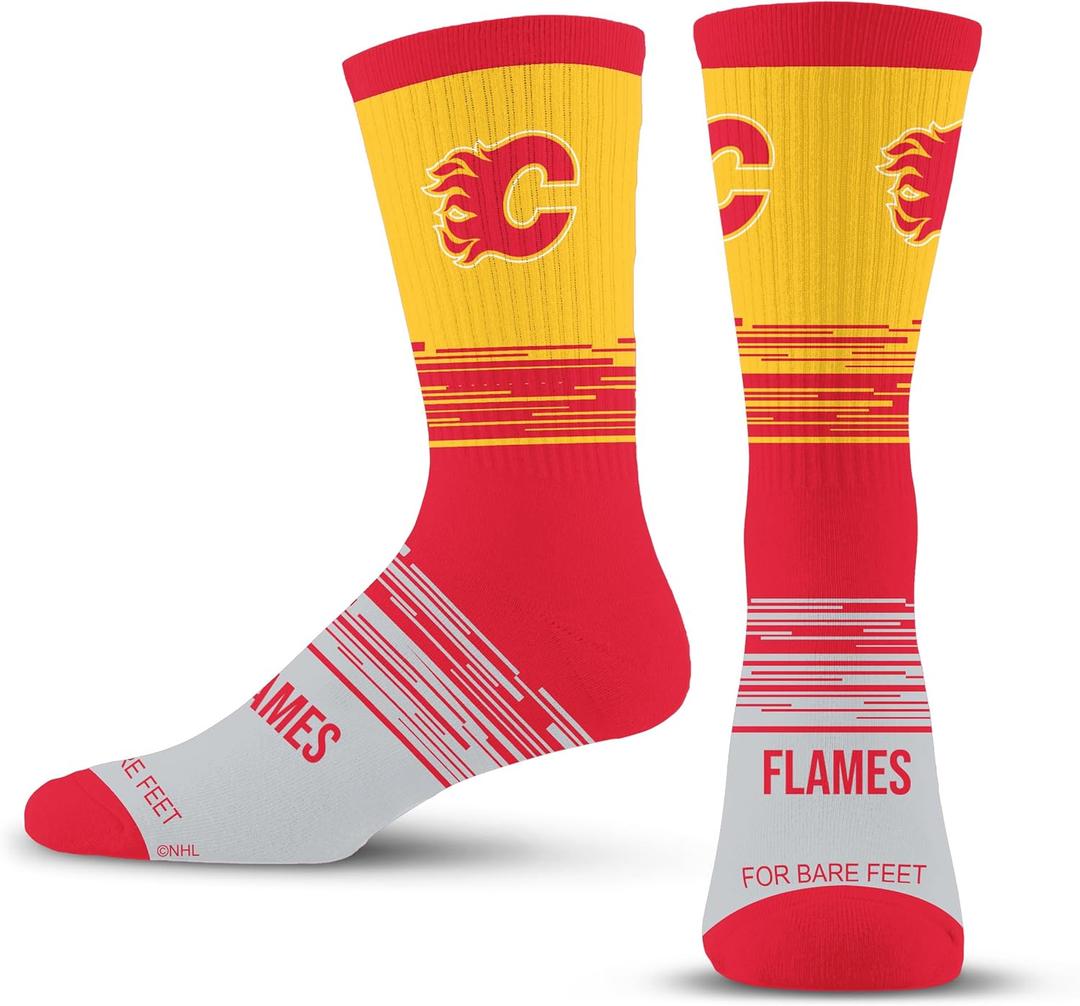 For Bare Feet NHL mens Elevate Crew Sock (Large, Team Color)