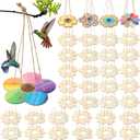 DoubleFill 48 Pack Bird Feeder Craft Kits for Kids Ages 3-8 Bird Feeder Craft Kits with Stainless Steel Bowls DIY Kids Crafts Wooden Art Painting Outdoor Bulk Toys for Children VBS Crafts