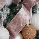 2 x HUIHUANG Dusty Rose Velvet Wired Ribbon 2-1/2", Dusty Pink and White Velvet Wire Ribbon for Christmas Tree, Bows, Wreaths, Gift Wrapping, Garland, Home Decor, Crafts-Continuous 10 Yards/Roll