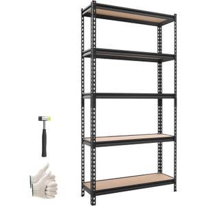 VEVOR Storage Shelves, 5-Tier Adjustable, 3000 lbs Capacity, Heavy Duty Garage Storage Shelving Unit, Metal Utility Rack Shelf, for Kitchen Pantry Basement Bathroom, 36.34" W x 12.17" D x 71.38" H, 12" D x 36" W x 72" H