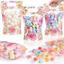 Blosssound 50 Pcs Floral Plastic Bags Clear Flower Spa Party Bags Pink Flower Baby in Bloom Favor Pouch with Handles for Pink Tea Party Birthday Baby Shower Candy Gift Wrapping Supplies Decor (Floral)
