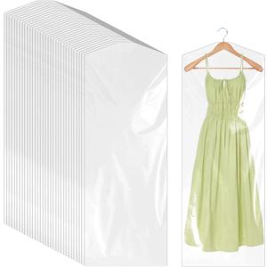 50 PCS 60 Inch Plastic Garment Bag, Clear Hanging Clothing Covers, Dry Cleaner Bags Clear Plastic bag Dry Cleaning Laundry Bags for Long Dresses Skirt Coat Suit Shirt Jacket