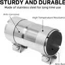 2.5 to 2.5 inch Exhaust Adapter with Clamp Stainless Steel, 2.5" ID to 2.5" ID Exhaust Reducer Connector Pipe with Clamp