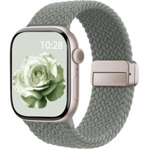 Braided Stretchy Band Compatible with Apple Watch Bands 38mm 40mm 41mm 42mm 44mm 45mm 46mm 49mm Women Men, Soft Nylon Solo Loop Magnetic Sport Strap for iWatch Series 11 10 9 8 7 6 5 4 3 2 1 SE Ultra