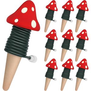 BYDOLL Plant Self-Watering Stakes Automatic Watering Terracotta Spikes for Indoor Outdoor Plants,Houseplant Mushroom Insert Devices for Vacation use,Bonsai Drip Irrigation System (10 Pack) (Standard)
