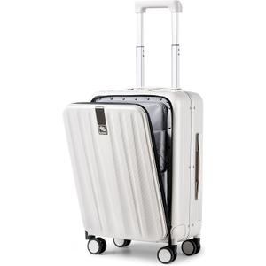 Hanke 20 Inch Carry On Luggage Hard Shell Suitcases with Wheels Luggage Suitcase Travel Luggage for Women Men Rolling Luggage Bags for Business Trip Weekender-Ivory white