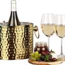Chic Chill 1-Bottle Wine Chiller Ice Bucket | Keeps Wine & Champagne Bottles Cold Without Touching Ice | Wine Bucket | Handcrafted Artisan Design | Patented Technology | Gold