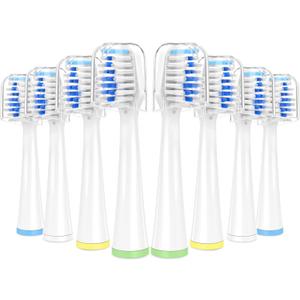 8 Pack Toothbrush Replacement Heads for Waterpik Sensonic Complete Care CC-04CD010-1, and for Waterpik Sensonic Electric Toothbrush STW-03W020/STW-03W027, with Cover for White STWB-3WW-B