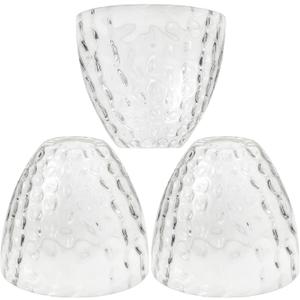 3 Pack Clear Hammered Bell Shade Glass Lamp Shade Replacement for Lighting Fixture, 5.9"W x 5"H, 1-5/8 Inch Fitter, Water Ripple Glass Globe Cover