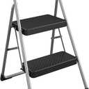 CoscoProducts COSCO 11137PBL1E 2 Household Folding Step Stool, ANSI Type 3, 200 lb Weight Capacity, Platinum