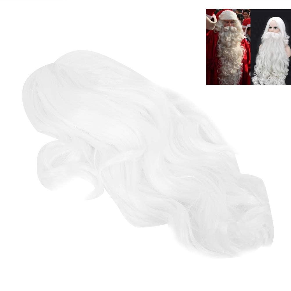 Christmas Wig, Cosplay Santa Claus Wig Santa Claus Fake Hair Christmas Fake Wigs White Long Wavy Wigs High-temperature Fiber Synthetic for Women and Men for Christmas Costumes, Halloween, Role Plays