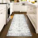 Istana Hallway Runner Rug 2x6 - White Cream/Grey Kitchen Rugs Non Slip Washable -Silk's Soft Touch Carpet Runner - Stylish Rug for Home
