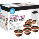 Amazon Brand - Happy Belly Variety Pack Compostable Coffee Pods, Compatible with K-Cup Brewer (Breakfast Blend, Dark/ Medium/ French Roast) 96 count (Pack of 1)