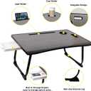 Amaredom Laptop Bed Desk Tray Bed Table, Foldable Portable Lap Desk with Storage Drawer and Cup Holder for Eating Breakfast on Bed/Couch/Sofa-Black
