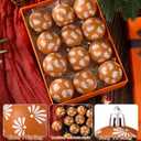 12 Pack Mexican Christmas Tree Ornaments 2.36 Inch Talavera Decorations Balls, Plastic Hanging Decor for Xmas Holiday Party Spanish Our Lady of Guadalupe Gifts(Brown and White,Retro)