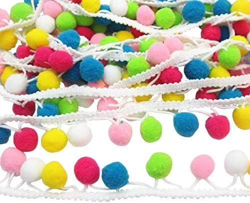 5yards Colorful 15mm Pom Pom Ball Fringe Trim Ribbon for Clothes Sewing Home Party Wedding Decoration Lace Ribbon Craft Supply