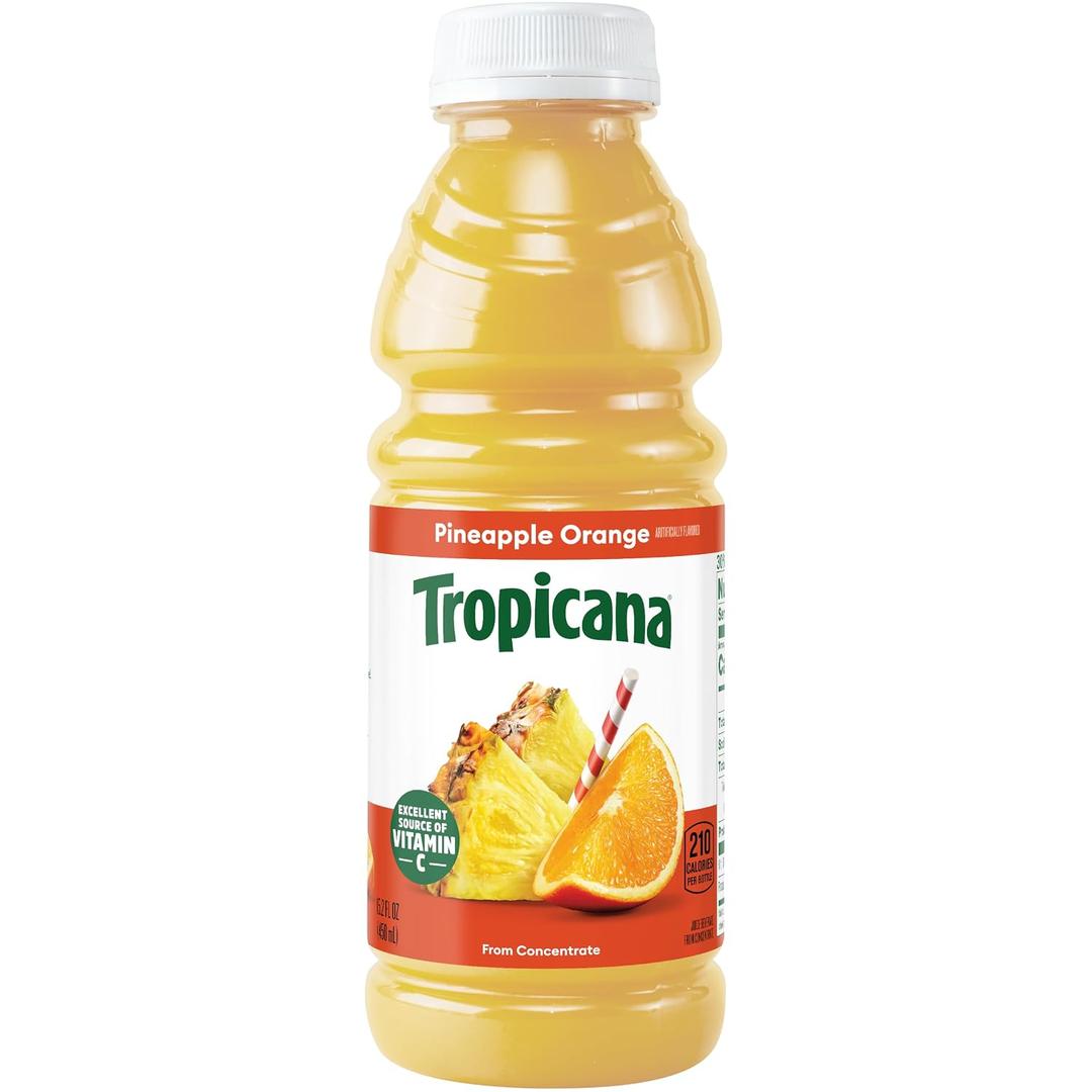 Tropicana Juice Drink, 15.2 Bottles, Pineapple Orange, 15.2 Oz (Pack of 12), EXP JUL122026