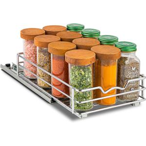 Pull Out Cabinet Organizer for Spices, Cans - Heavy Duty- Pull Out Spice Rack- Cabinet Pull Out Shelf for Cans,Dishes, Etc, 6-1/2 "W x 10-1/2"D x 2-3/4H, Chrome