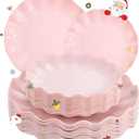 LIYH 24 Pcs Pink Plates Reusable, Pink Plastic Scalloped Plate Durable and Dishwasher Safe,Baby Shower Plate, Light Weight Daisy Plastic Wavy Plates for Wedding Party Birthday (24(12 Guests))