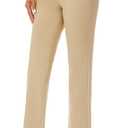 iChosy Women's Stretchy Straight Leg Dress Work Pants Business Office Casual Slacks with Pockets (8 Tall, Khaki)