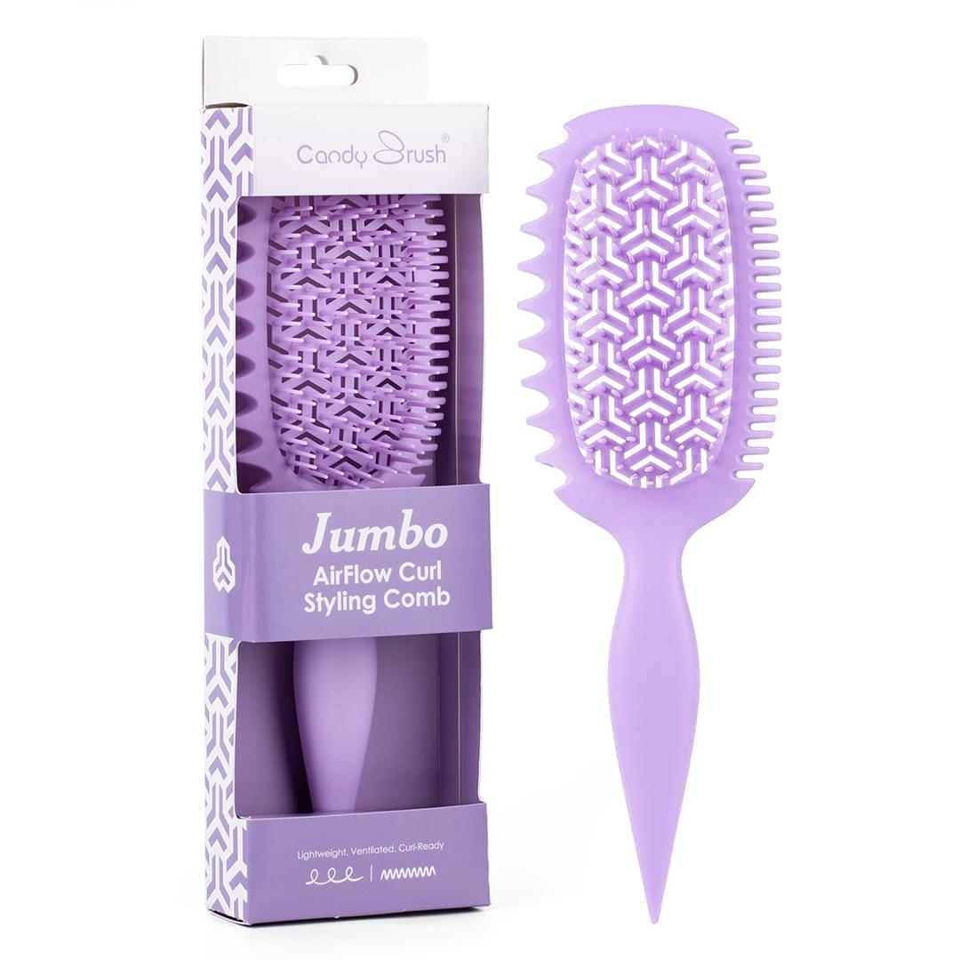 Candy Brush Curl Defining Vented Hair Brush for Effortlessly Detangling Shaping and Styling, Airflow Brush with EdgeLift for All Wet or Dry Hair Types for Women and Girl, Reduce Pulling and Frizzing (Purple)