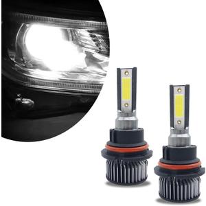 2 PCS 9007 Car LED Fog Light, 35mm x 84mm x 25mm 38W 6000K 6000LM IP68 Waterproof High-brightness COB Wafer Bulb, Auto Auxiliary Lighting Accessories, Compatible with Most Car Models (White)