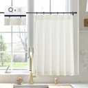 Natural Linen Kitchen Curtains 30" W x 36" L Pinch Pleat Cafe Curtains 1 Panels
