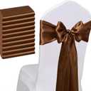 Pack of 50 Satin Brown Chair Sashes Bows 7x108 inches Chairs Ties Chocolate Chair Ribbons for Wedding Party Birthday Halloween Anniversary Ceremony Christmas Events Decor - Brown