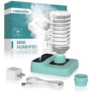 Travel Humidifier, Portable Small Humidifier for Plants, Bedroom, Office, Hotel or Car, 5000mAh Battery Operated Mini Cool Mist Humidifiers, Quiet 23dB, Auto-off, Night Light & BPA-Free, Green