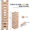 Megwoz Giant Tumble Tower Games for Kids and Adults 57 Blocks New Zealand Pine Wooden Blocks Stacking to Over 4.2FT Family Game for Indoors Outdoors Yard Games for Family