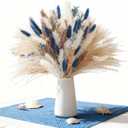 Natural Blue Pampas Grass Bluk Fluffy Dried Plants with Bunny Tails Baby Breath Flower for Home Vase DIY Beach Room Boho Sea Decor