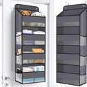 WISELIFE Over The Door Organizer Storage with 4 Large Pockets Door Hanging Organizer with Clear Windows behind The Door Storage for Nursery Bedroom Bathroom Pantry Closet and Baby Essentials Dark Grey