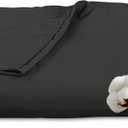 Royale Linens 300 Thread Count 100% Long Staple Combed Cotton Flat Sheet - Super Soft - Top Sheets - King Flat Sheet Sold Separately - Breathable, Cool & Crisp Percale Sheets Only (King, Black)