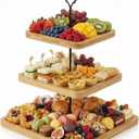 Lallisa 3 Tier Cupcake Stand Wooden Rustic Tiered Serving Tray Square Cupcake Tower Cake Stand Farmhouse Decor Dessert Table Display Set Cookie Candy Buffet Holder for Wedding Home Tea Party Birthday