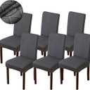 Genina Waterproof Chair Covers for Dining Room Dining Chair Covers Kitchen Parsons Chair Covers (Dark Gray, 6 PCS)