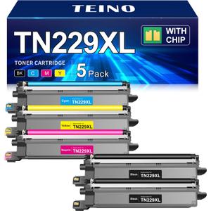 TEINO Compatible TN229XL Toner Cartridges Replacement for Brother TN229XL TN229 TN 229XL TN-229XL to use with MFC-L3720CDW MFC-L3780CDW HL-L3220CDW HL-L3280CDW HL-L3300CDW L3295CDW Printer (5 Pack)