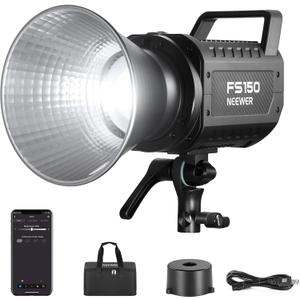 NEEWER FS150 LED Video Light 2.4G/APP Control, 130W 5600K COB Daylight Silent Photography Continuous Output Lighting 4 Precise Dimming Types 102000lux/1m CRI97+ 9 Effects Bowens Mount, US Plug