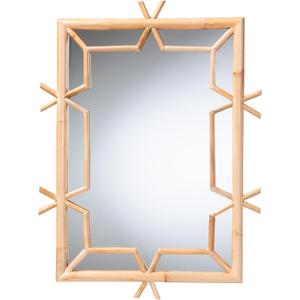 Bali & pari Jasani Geometric Natural Rattan Frame Wall Mirror 1.2"L x 26"W