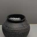 10'' Handmade Clay Black Rustic Textured VaseRustic Round Black Terracotta Farmhouse Vase (5.5'' Mouth)