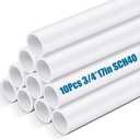 10 Pcs 3/4 Inch PVC Pipe 16" Long White Sch40 Industrial PVC Pipes, Greenhouse, Garden, Workshop, Farm, Furniture Grade for Home
