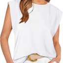 WIHOLL Cap Sleeve Tops for Women Summer Top Basic Tee Shirts Casual Tank Loose Fit 2025 Fashion (Medium)