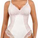 FeelinGirl Shapewear Bodysuits for Women Lace Shapewear Tummy Control V-Neck Sleeveless Bodysuit Tops Jumpsuit Size XL