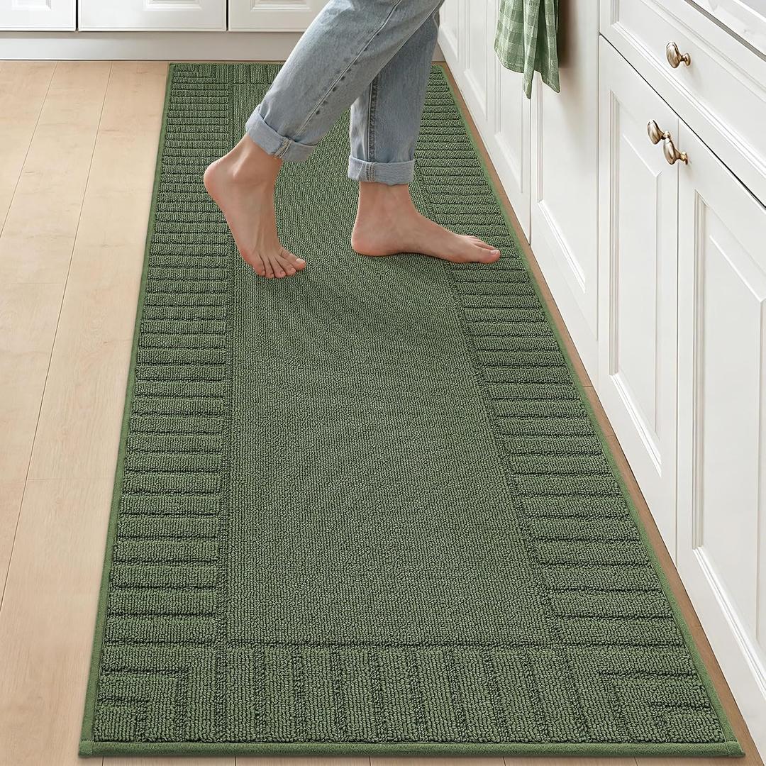 BEQHAUSE Kitchen Rugs 24"x71", Non Slip Washable Kitchen Floor Mat, Green