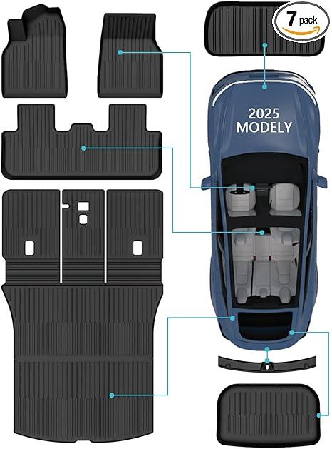 for New 2025 Tesla Model Y Juniper TPE Floor Mats & Front Rear Cargo Mat Full Cover Rear Trunk Mats Fit for New Version Tesla ModelY Juniper Accessories