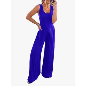 PRETTYGARDEN One Piece Jumpsuits 2025 Spring Sleeveless Tank Wide Leg Summer Casual Travel Airport Outfits Pants Rompers, Size M