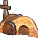 Empty Tomb Easter Scene and Cross, Wooden Empty Tomb Jesus Tomb Easter Tomb Decor Suitable for Religious Home Office Desktop Decoration